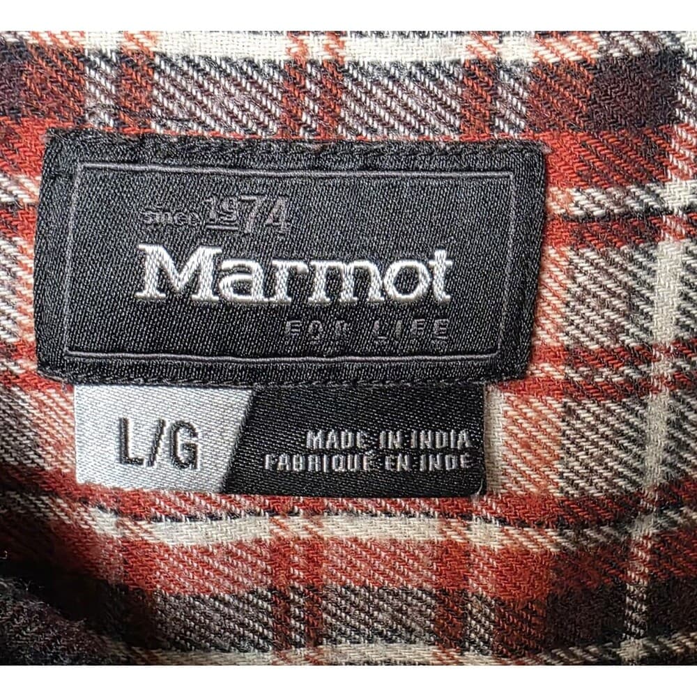 Marmot Men’s Large Green Plaid Flannel‎ Long Sleeve Button Up Shirt - Thumbnail 2