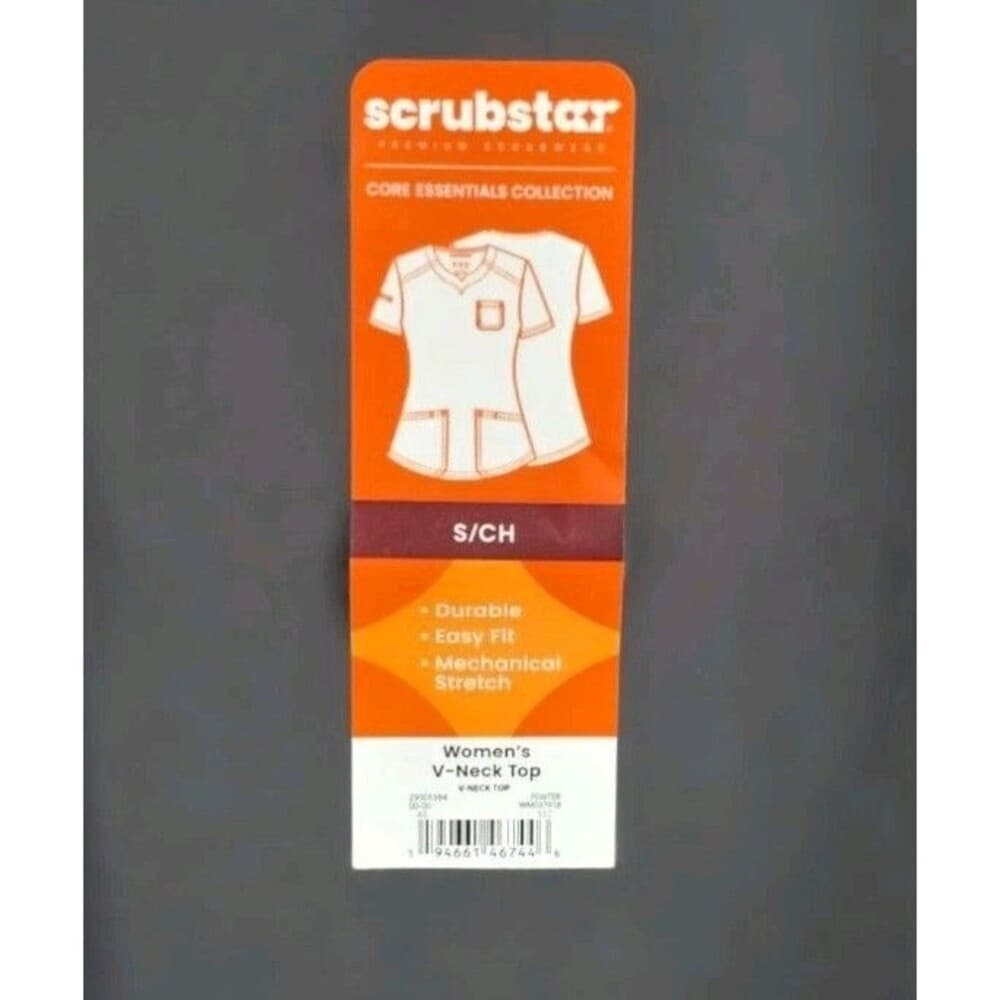 Scrubstar Women's Small Black V-Neck Medical Scrub Top - Thumbnail 2