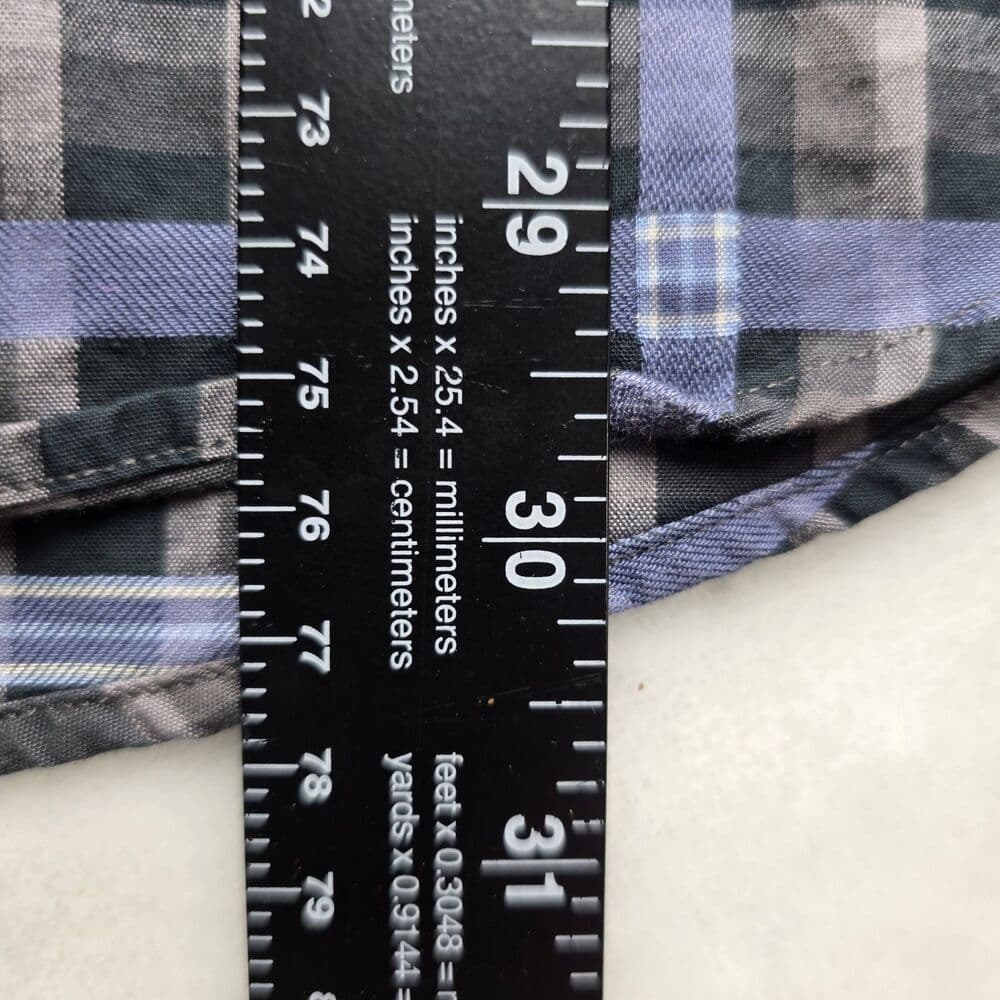 Thomas Dean‎ Large Navy Blue & Gray Plaid Long Sleeve Button Up Shirt - Thumbnail 7