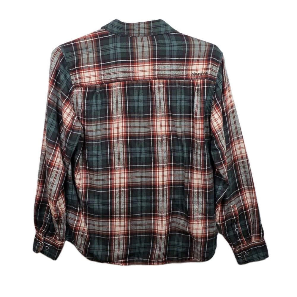 Marmot Men’s Large Green Plaid Flannel‎ Long Sleeve Button Up Shirt - Thumbnail 6
