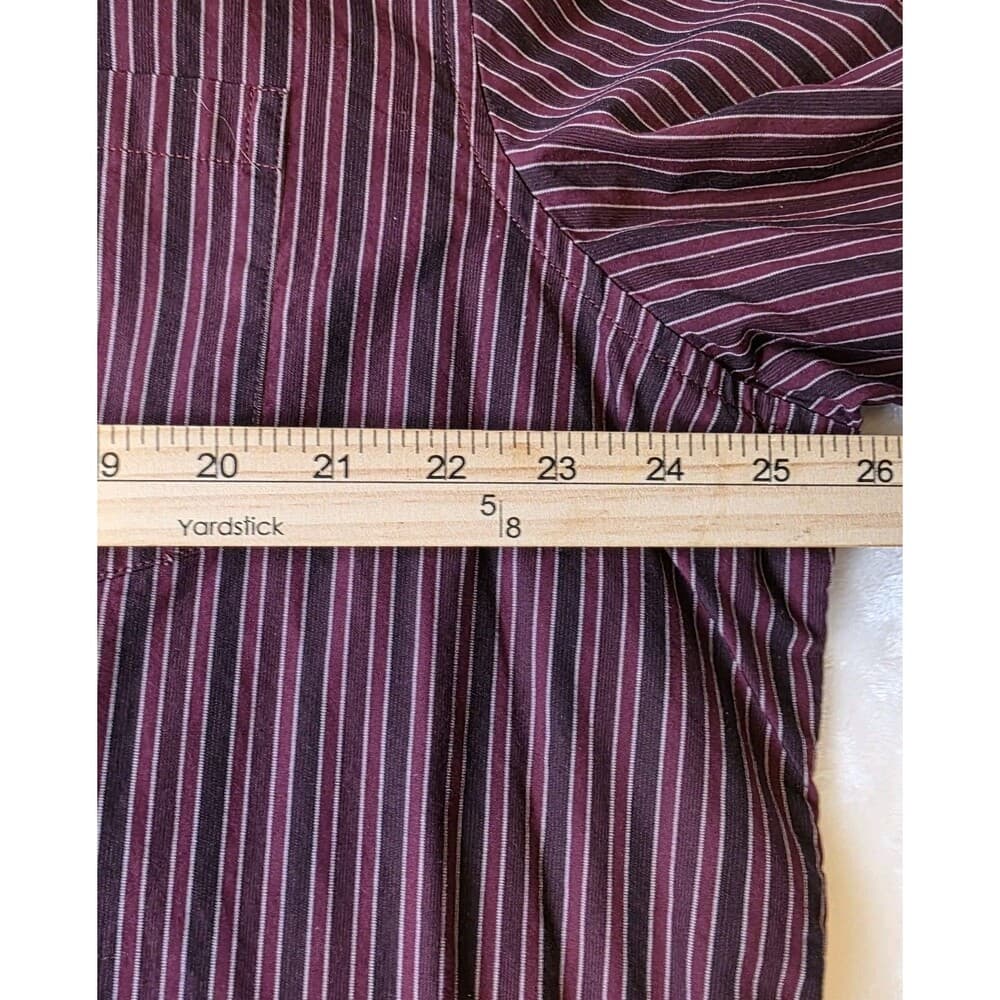 Claiborne Men’s XXL Purple 80's‎ 2-Ply Striped Button Up Shirt - Thumbnail 3
