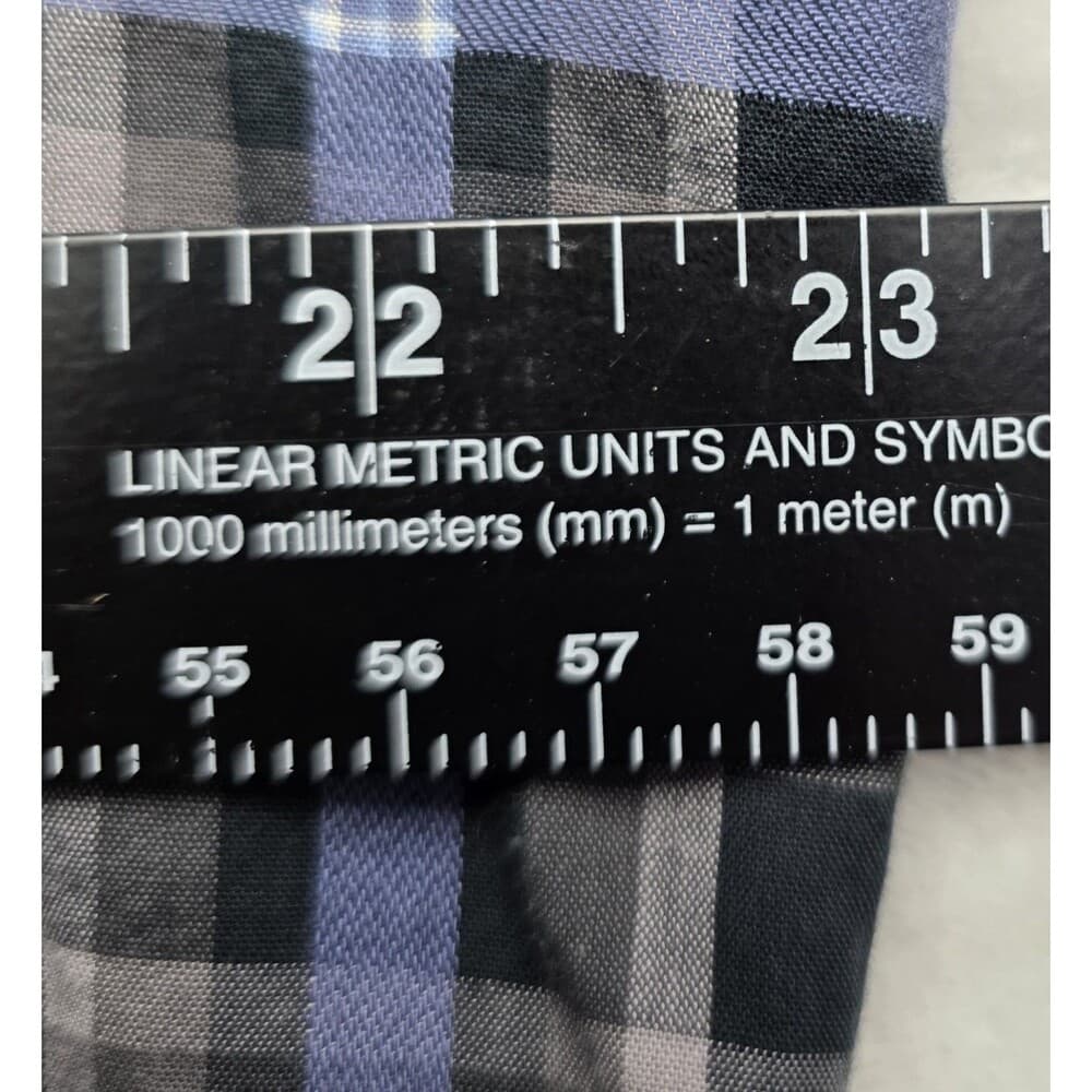 Thomas Dean‎ Large Navy Blue & Gray Plaid Long Sleeve Button Up Shirt - Thumbnail 4