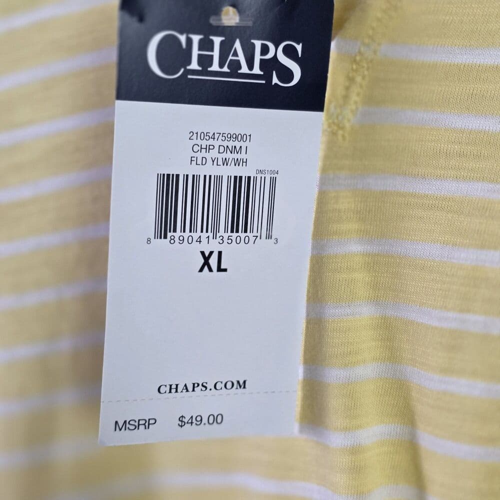 Chaps Women's XL Yellow & White Striped Nautica Short Sleeve Shirt - Thumbnail 3