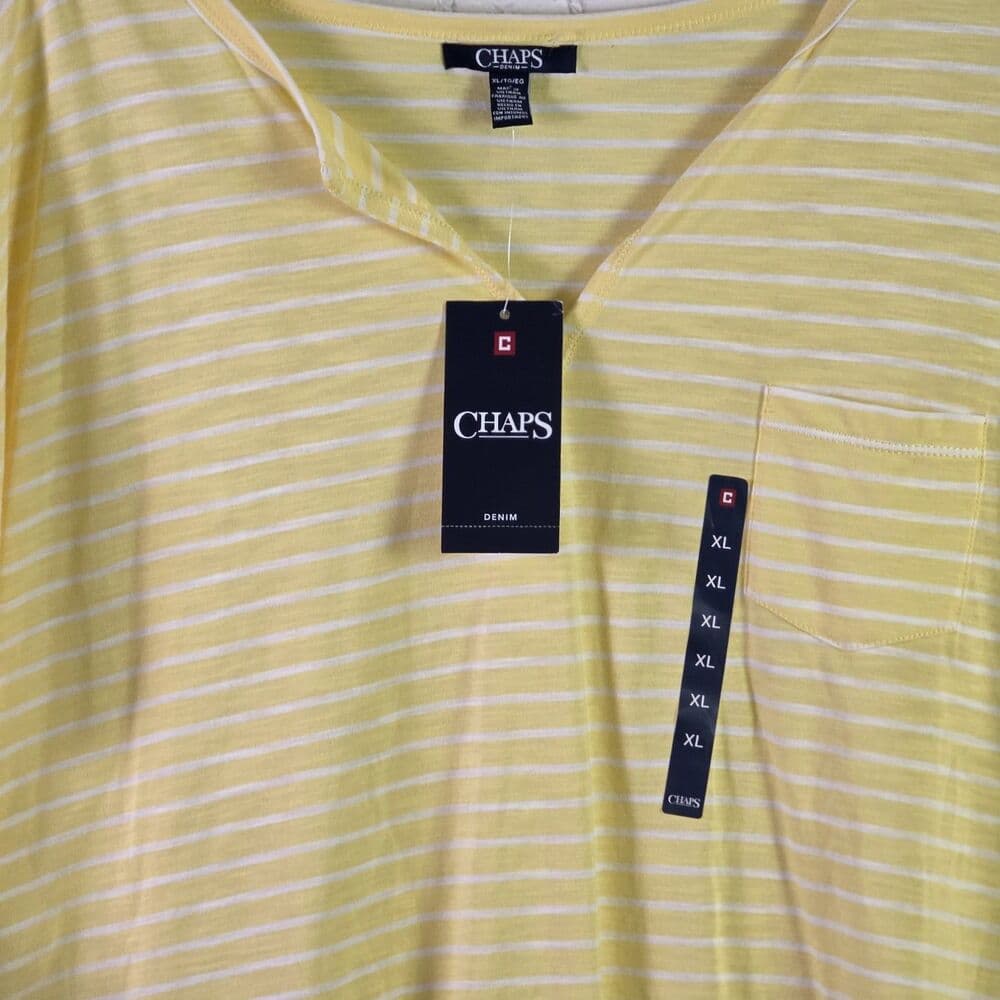 Chaps Women's XL Yellow & White Striped Nautica Short Sleeve Shirt