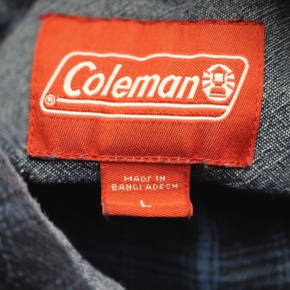 Coleman Men's Large Blue & Black Plaid‎ Flannel Button Up Shirt
