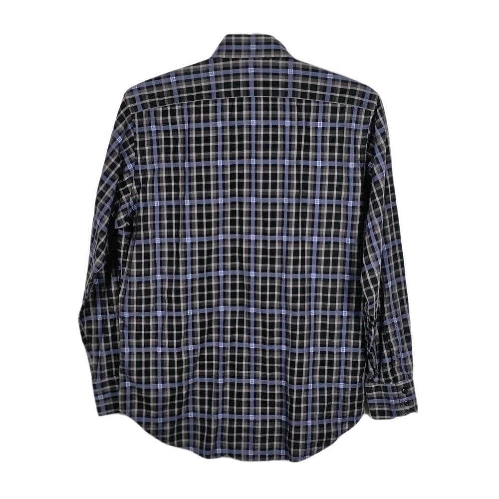 Thomas Dean‎ Large Navy Blue & Gray Plaid Long Sleeve Button Up Shirt - Thumbnail 6