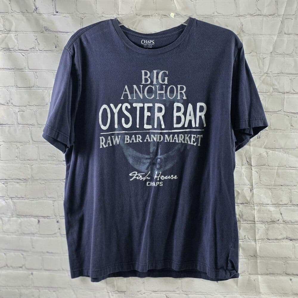Chap Men's Large Blue " Oyster Bar "l Graphic Print Short Sleeve T-Shirt - Thumbnail 8