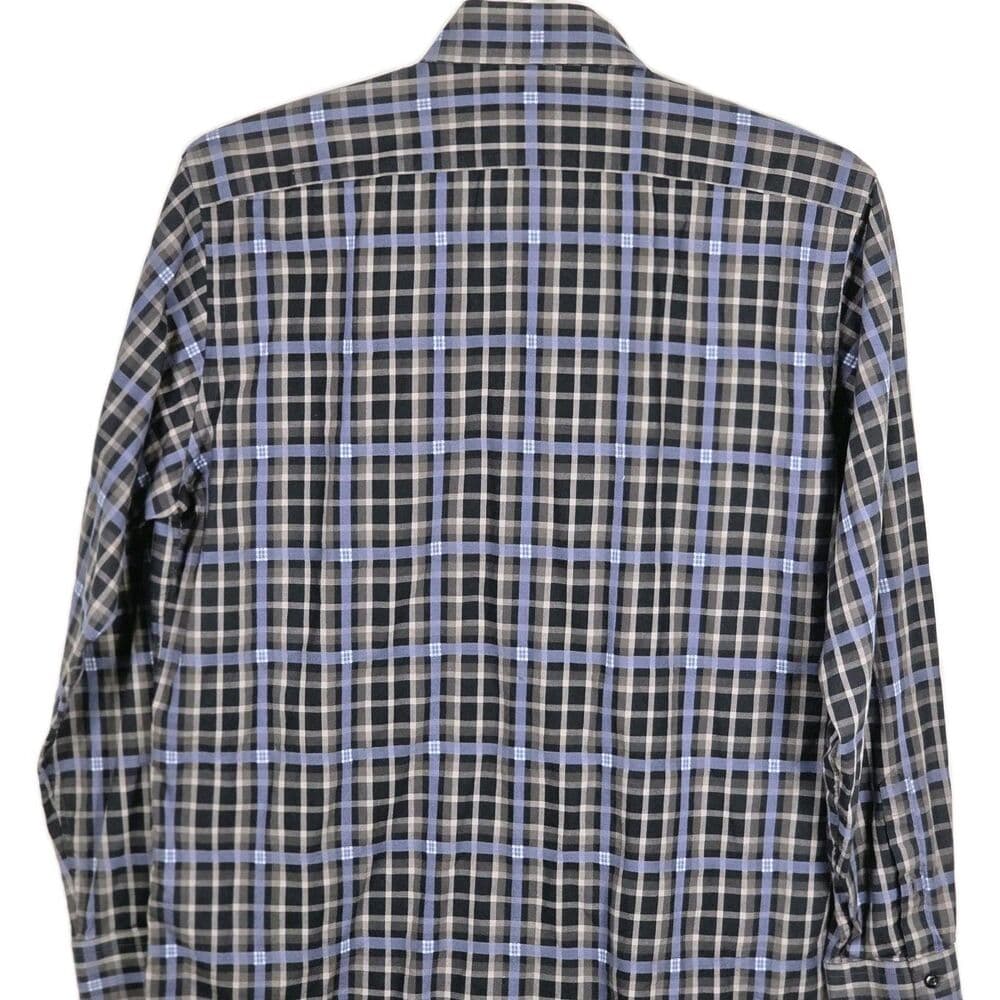 Thomas Dean‎ Large Navy Blue & Gray Plaid Long Sleeve Button Up Shirt - Thumbnail 5