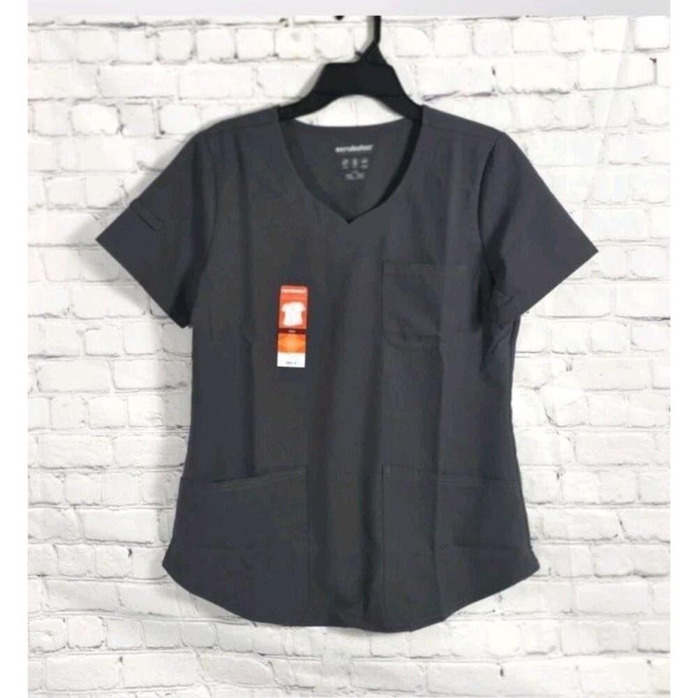 Scrubstar Women's Small Black V-Neck Medical Scrub Top - Thumbnail 6