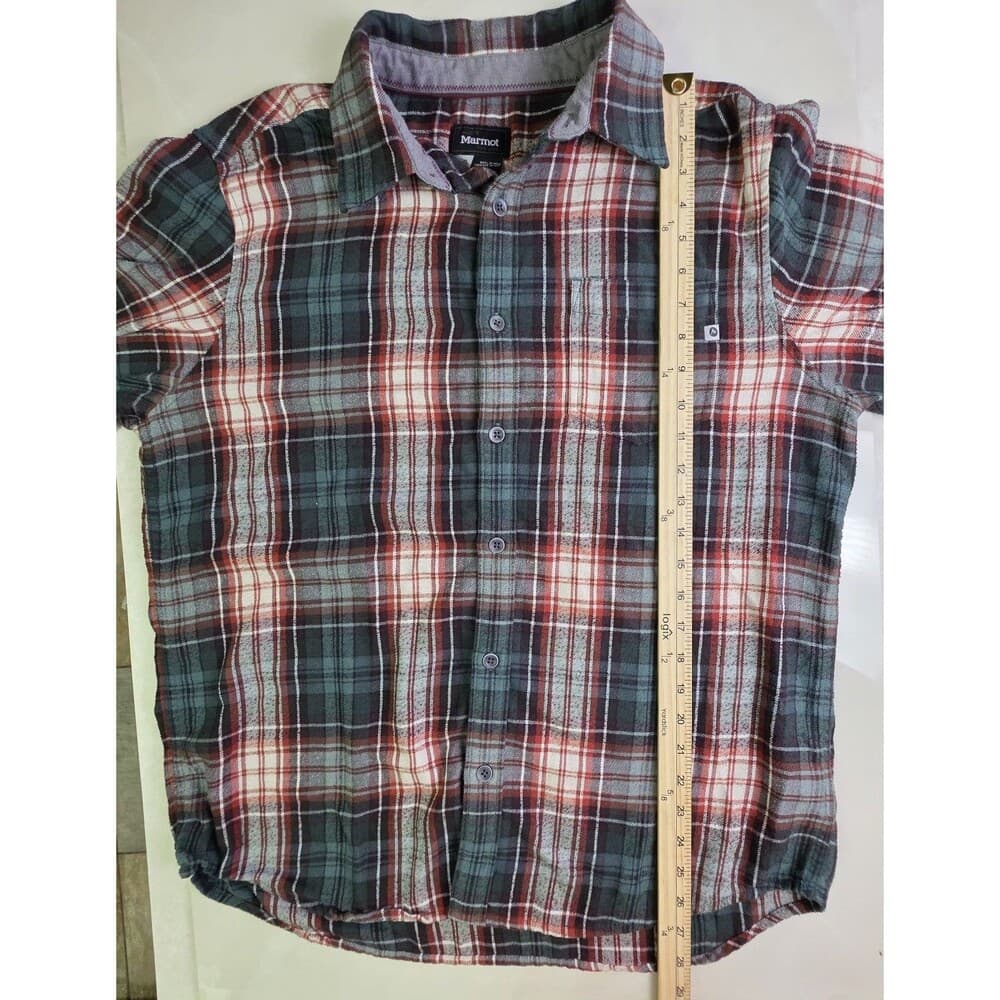 Marmot Men’s Large Green Plaid Flannel‎ Long Sleeve Button Up Shirt - Thumbnail 8