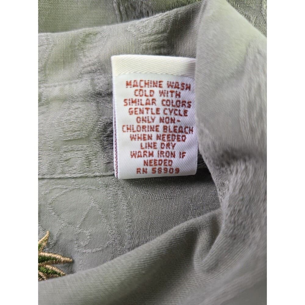 Caribbean Joe Men's XLT Silk Blend Olive Green Palm Short Sleeve Shirt - Thumbnail 4
