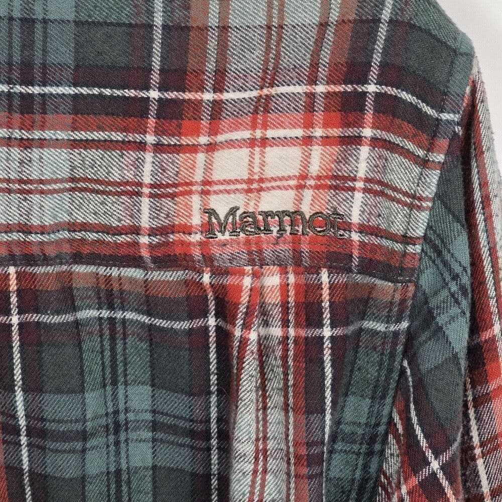 Marmot Men’s Large Green Plaid Flannel‎ Long Sleeve Button Up Shirt - Thumbnail 7