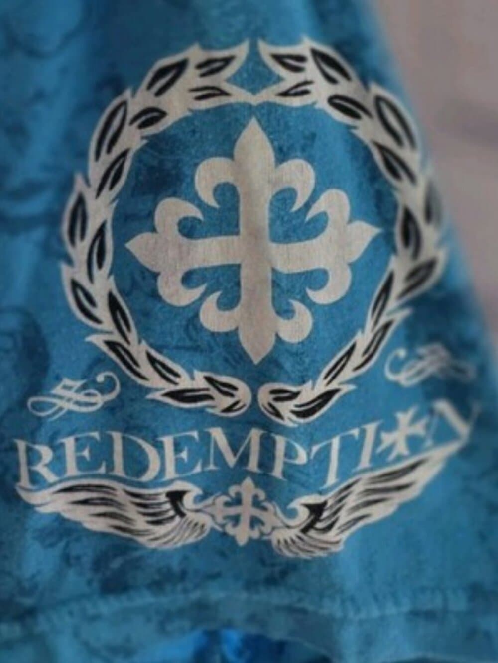Y2K Raw State Men's Large Blue "Redemption" Grunge Punk Shirt - Thumbnail 3
