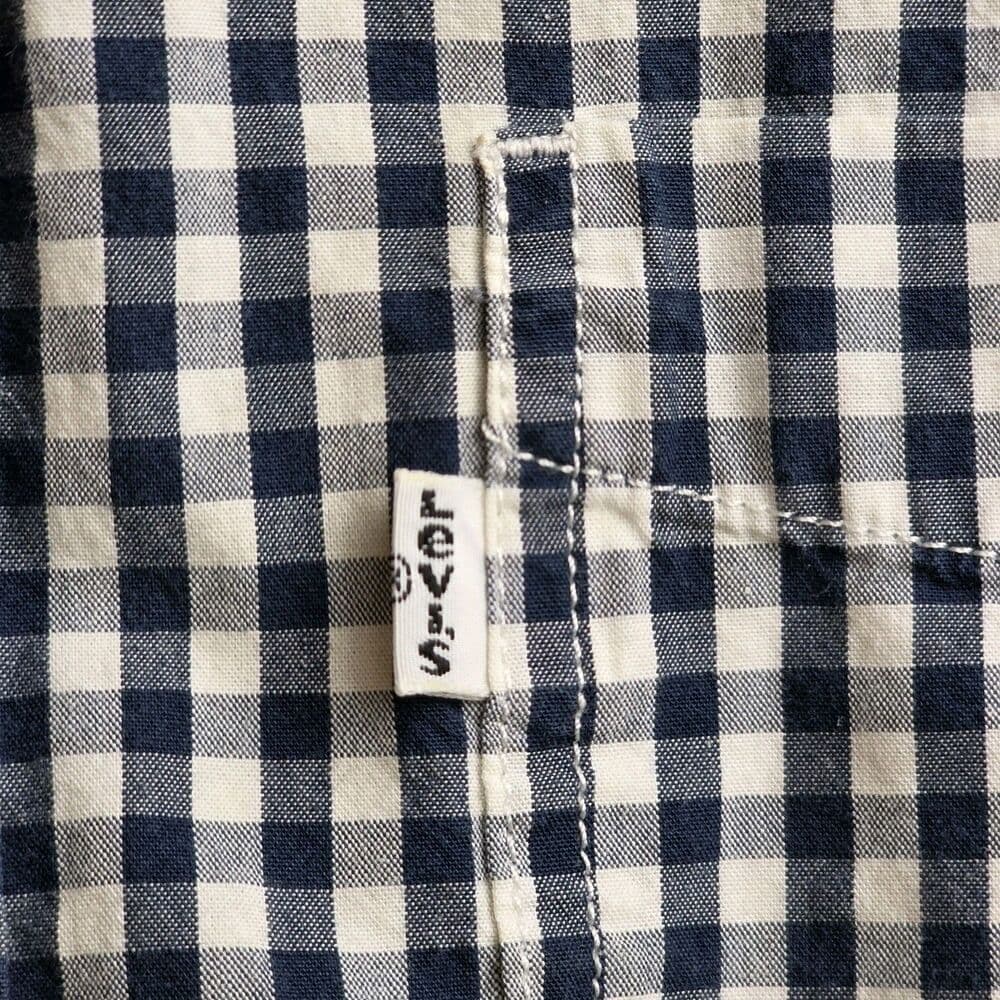 Levi's Men's Medium Black & White Check‎ Long Sleeve Button Down Shirt - Thumbnail 4