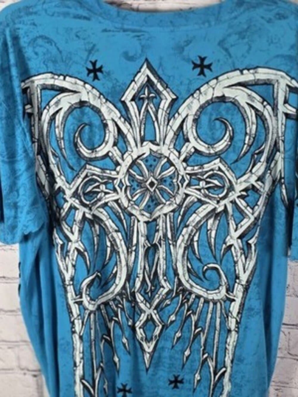 Y2K Raw State Men's Large Blue "Redemption" Grunge Punk Shirt - Thumbnail 9
