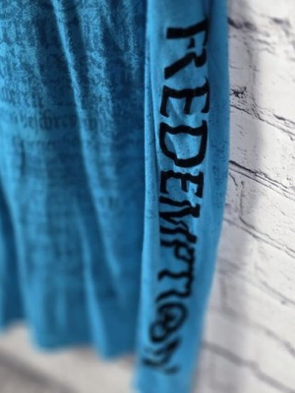 Y2K Raw State Men's Large Blue "Redemption" Grunge Punk Shirt - Thumbnail 5
