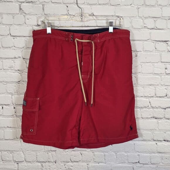 Polo Ralph Lauren Men's XL Mesh Lined Red Board Swimming Trunks - Thumbnail 17