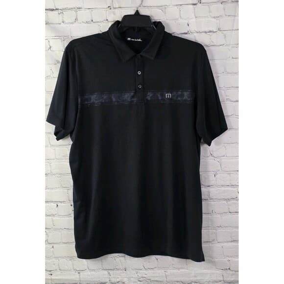 Travis Mathew Men's XL Black Tropical Short Sleeve Polo Shirt - Thumbnail 14
