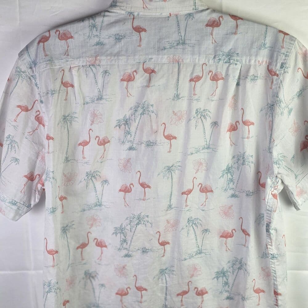 Izod Saltwater Men's Medium Flamingo Print Short Sleeve Shirt - Thumbnail 7