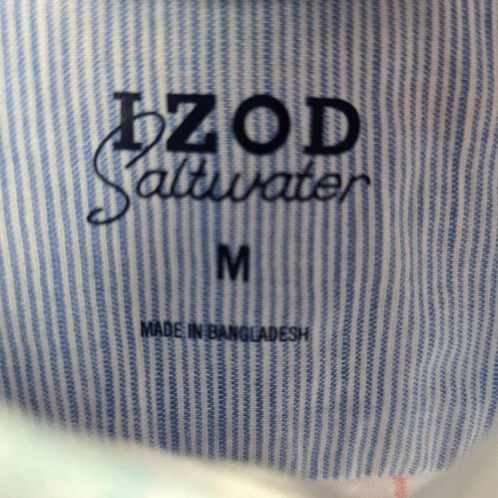 Izod Saltwater Men's Medium Flamingo Print Short Sleeve Shirt - Thumbnail 3