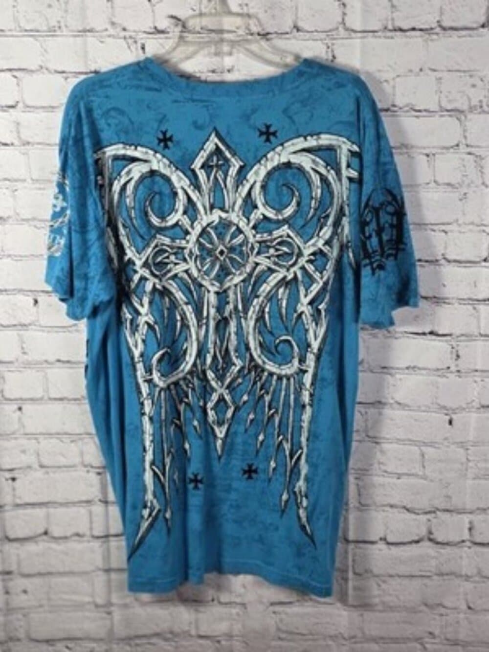 Y2K Raw State Men's Large Blue "Redemption" Grunge Punk Shirt - Thumbnail 8