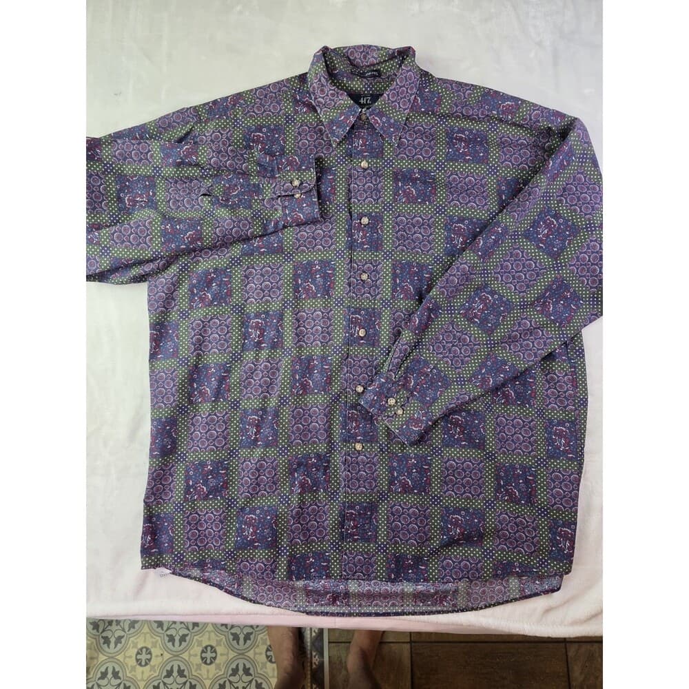 Van Heusen 417 Men's Large Multicolored Pattern Long Sleeve‎ Button Up Shirt - Thumbnail 7