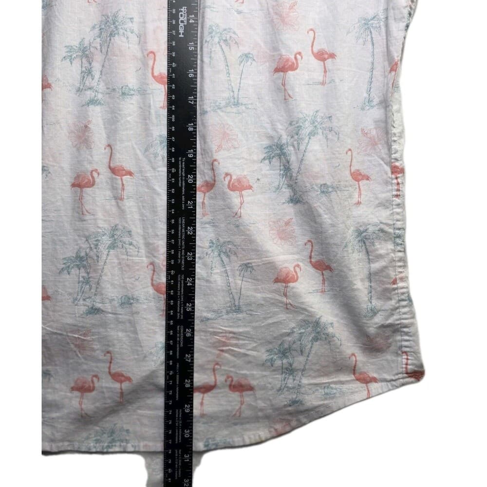 Izod Saltwater Men's Medium Flamingo Print Short Sleeve Shirt - Thumbnail 8
