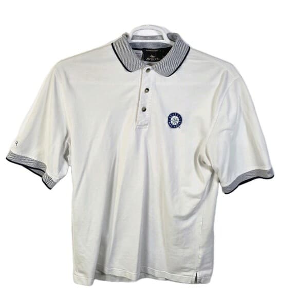 MLB Antigua Mens Medium White Seattle Mariners Baseball‎ Polo Shirt - Thumbnail 9