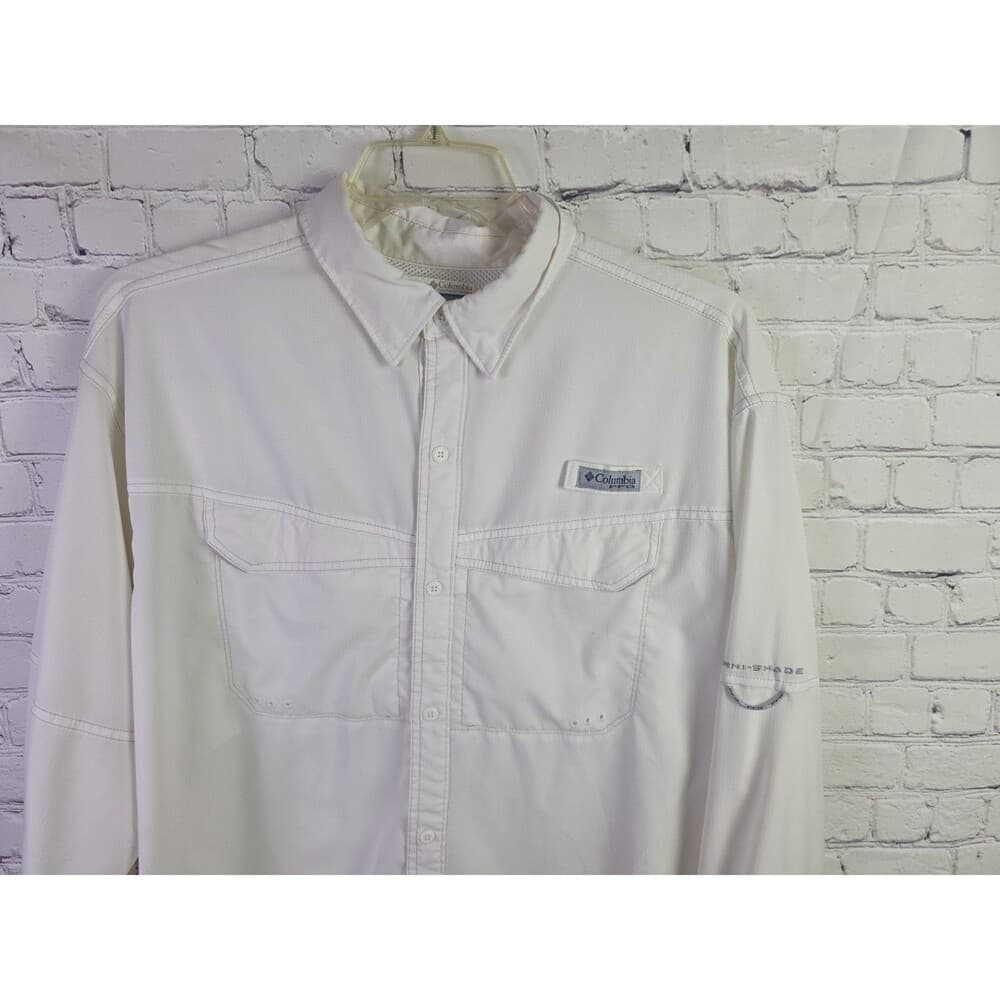 Columbia Men's XL White PFG Omni Shield Long Sleeve Fishing Shirt