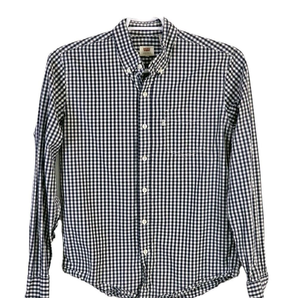 Levi's Men's Medium Black & White Check‎ Long Sleeve Button Down Shirt