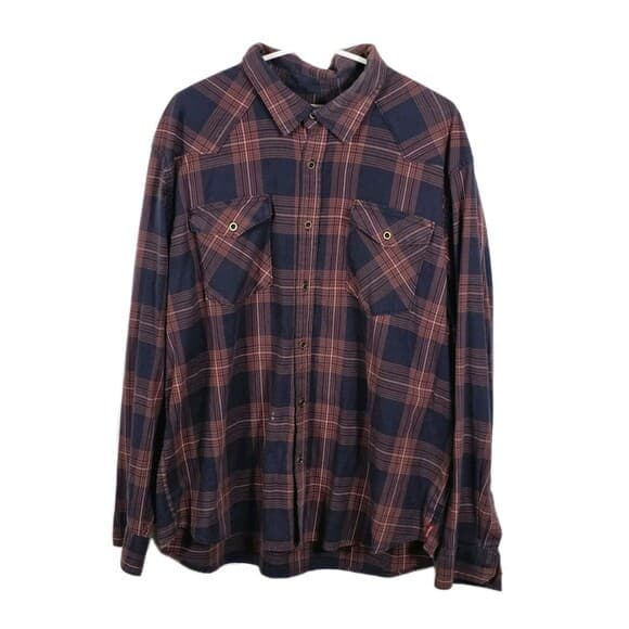 Wrangler‎ Men's XXL Plaid Long Sleeve Button Up Shirt * Flawed* - Thumbnail 11