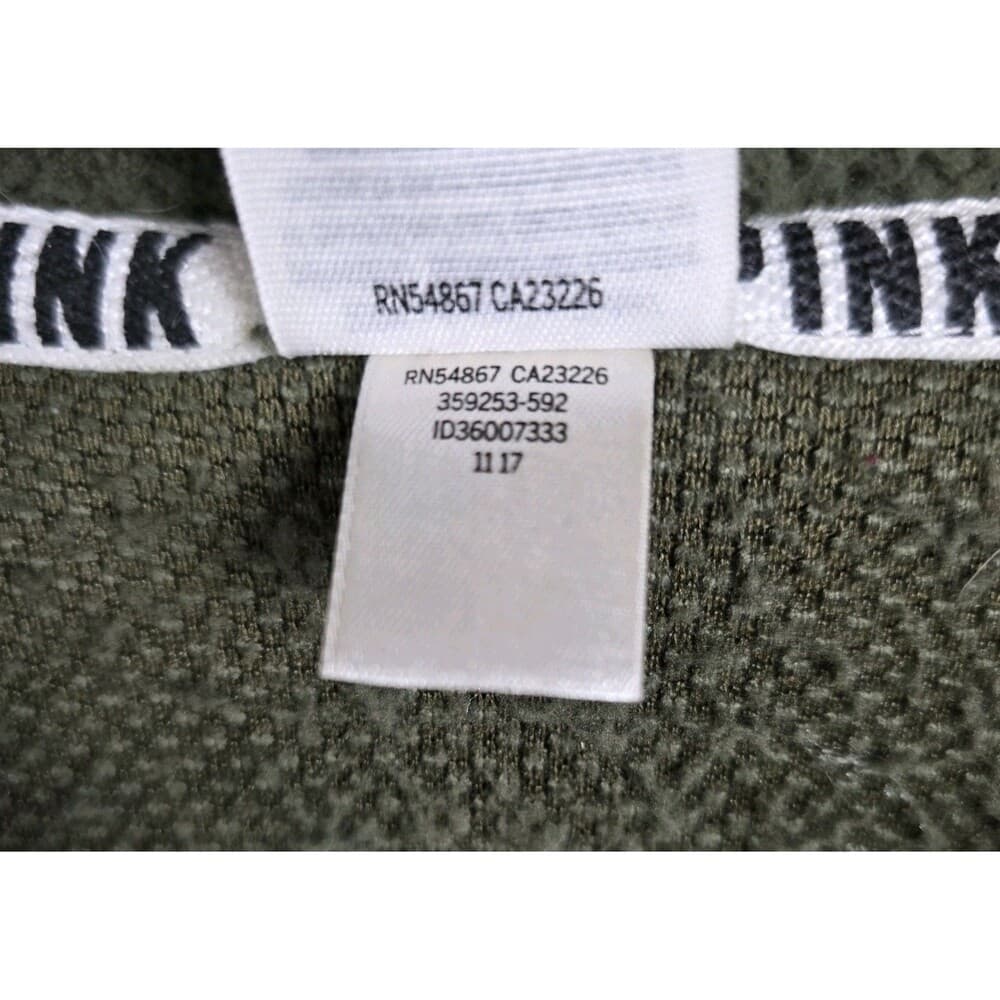 Victoria’s Secret Pink Women's Small Olive Sherpa 1/4 Zip Pullover‎ - Thumbnail 4
