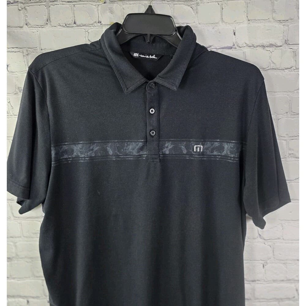 Travis Mathew Men's XL Black Tropical Short Sleeve Polo Shirt - Thumbnail 2