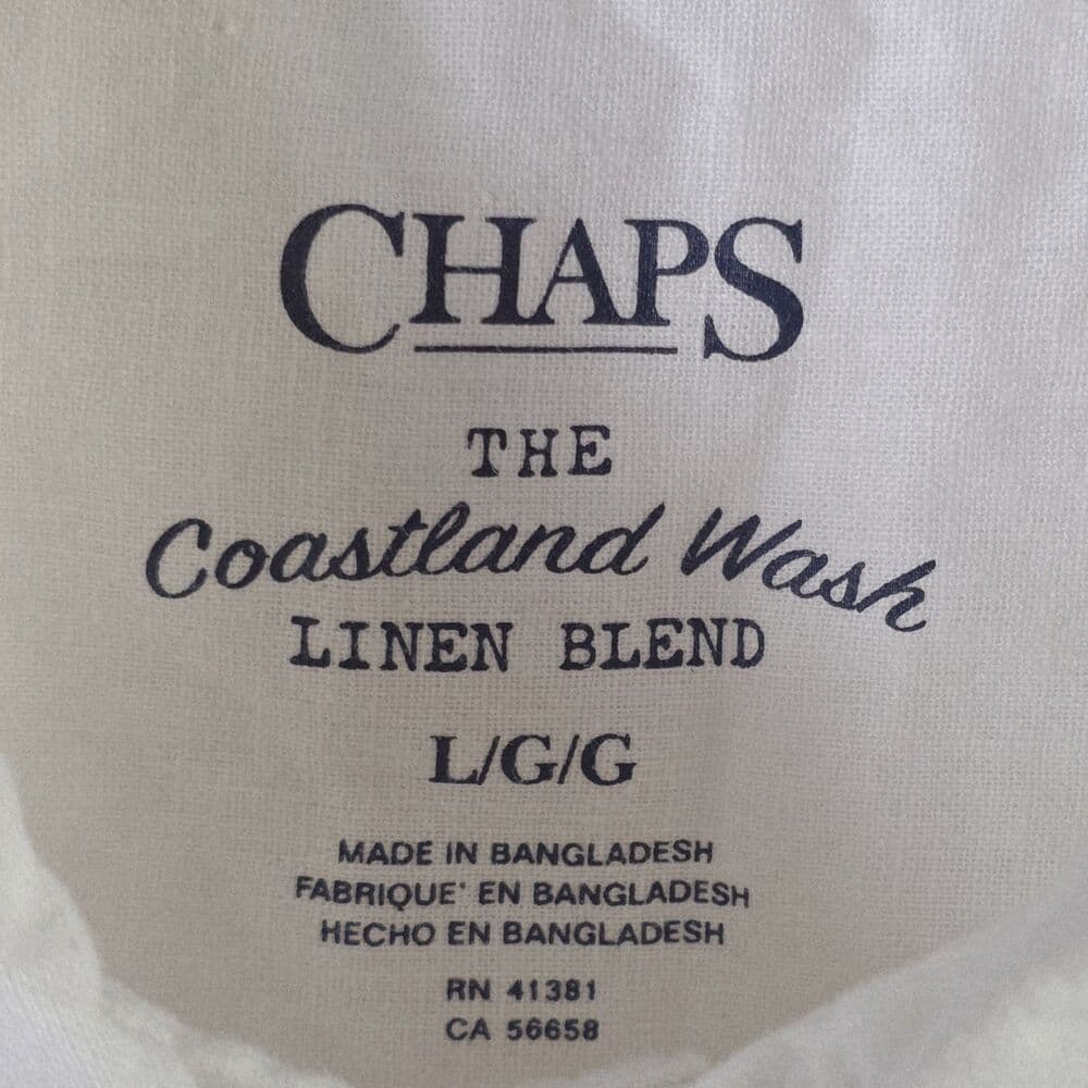 Chaps Coastland Wash Men's Large White Linen Short Sleeve Shirt - Thumbnail 2