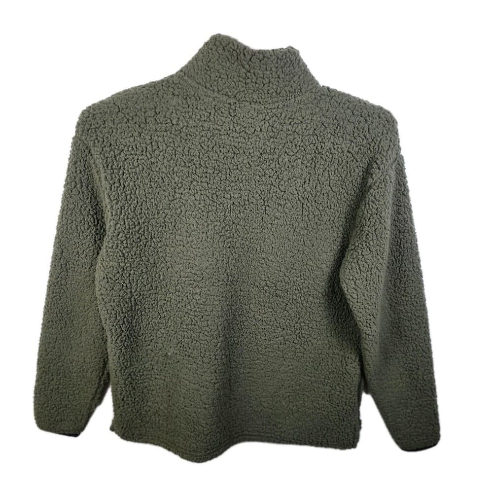 Victoria’s Secret Pink Women's Small Olive Sherpa 1/4 Zip Pullover‎ - Thumbnail 6