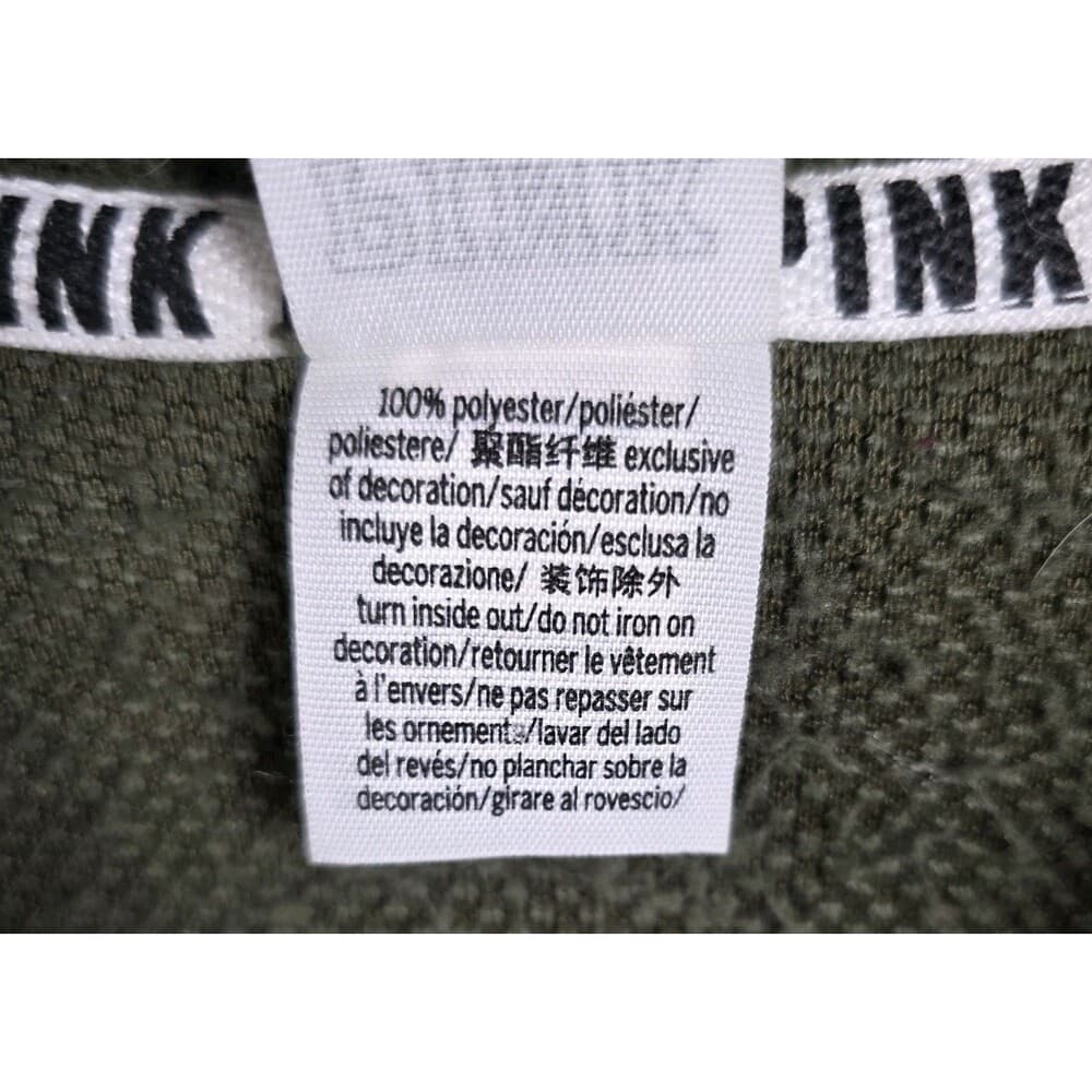 Victoria’s Secret Pink Women's Small Olive Sherpa 1/4 Zip Pullover‎ - Thumbnail 3