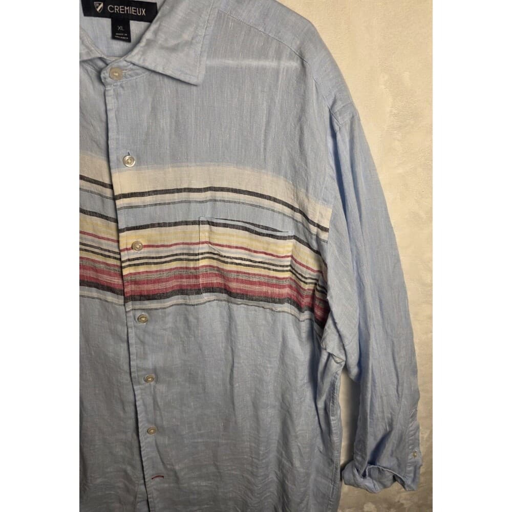 Daniel Cremieux Mens XL Long‎ Sleeve Linen Stripe Shirt - Thumbnail 3