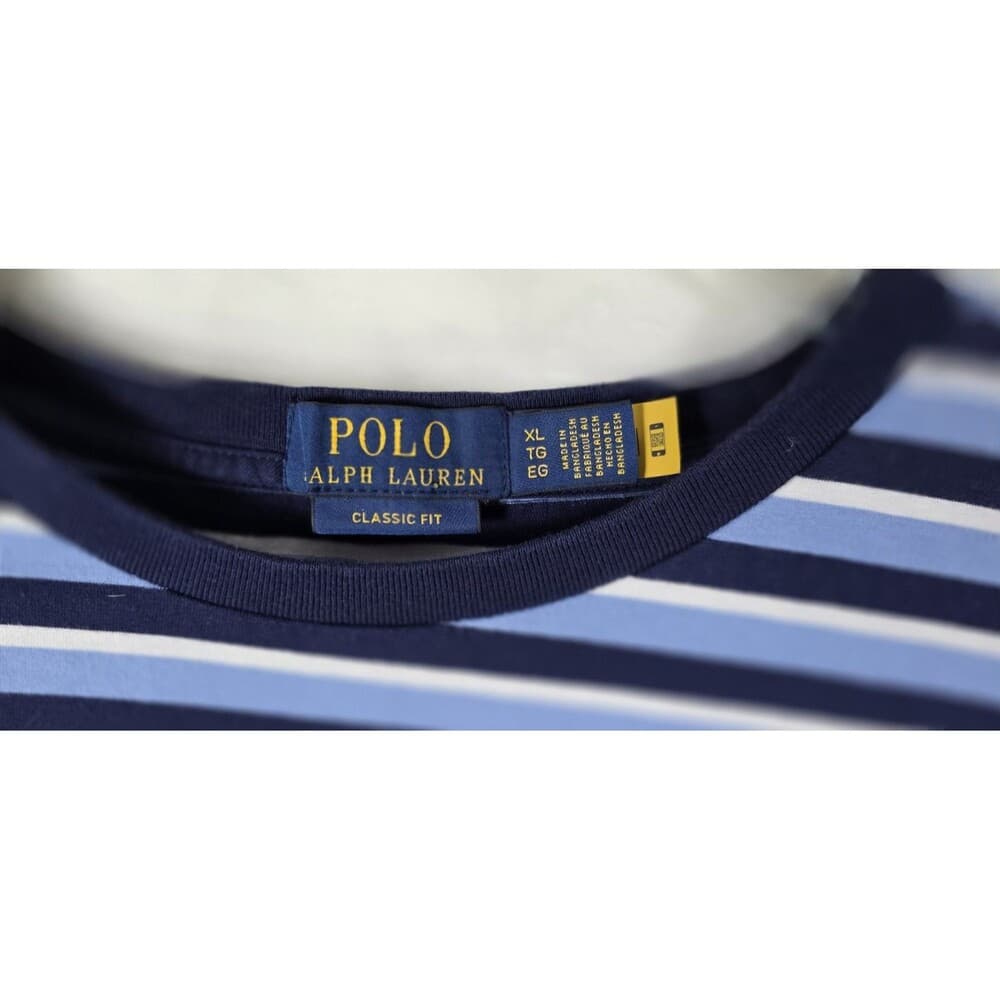 Polo Ralph Lauren Men's XL Classic Fit Blue Striped S/S T-Shirt - Thumbnail 3