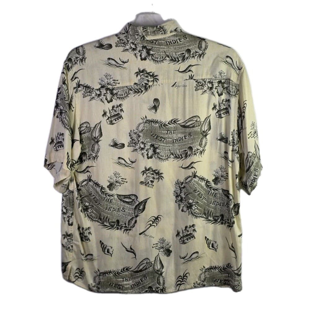 Caribbean Shirt Mens Medium Short Sleeve Casual Hawaiian Tropical Linen - Thumbnail 7