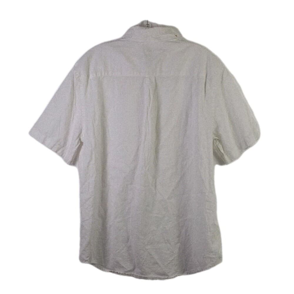 Chaps Coastland Wash Men's Large White Linen Short Sleeve Shirt - Thumbnail 6