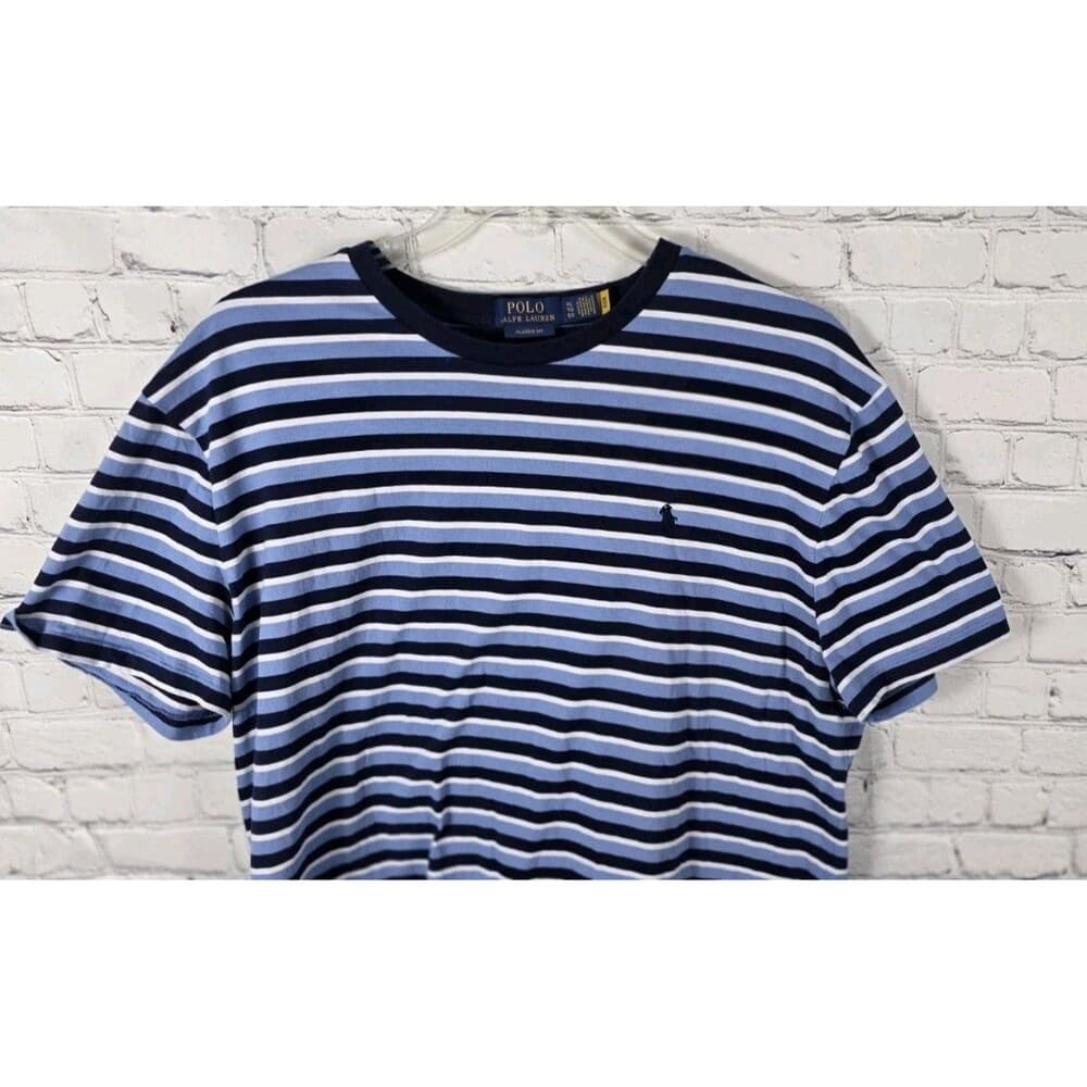 Polo Ralph Lauren Men's XL Classic Fit Blue Striped S/S T-Shirt - Thumbnail 2