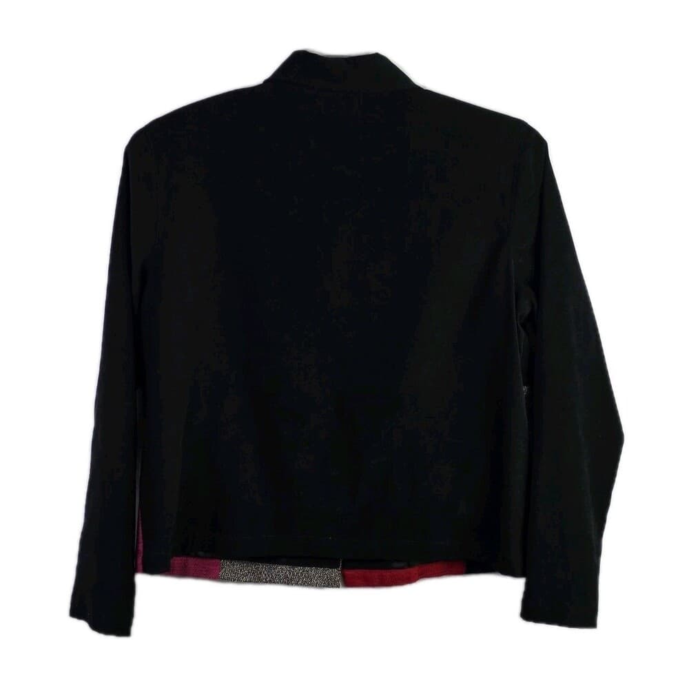 Koret Petites Women's Medium Black Red Patchwork Squares Jacket *Sample Model* - Thumbnail 4