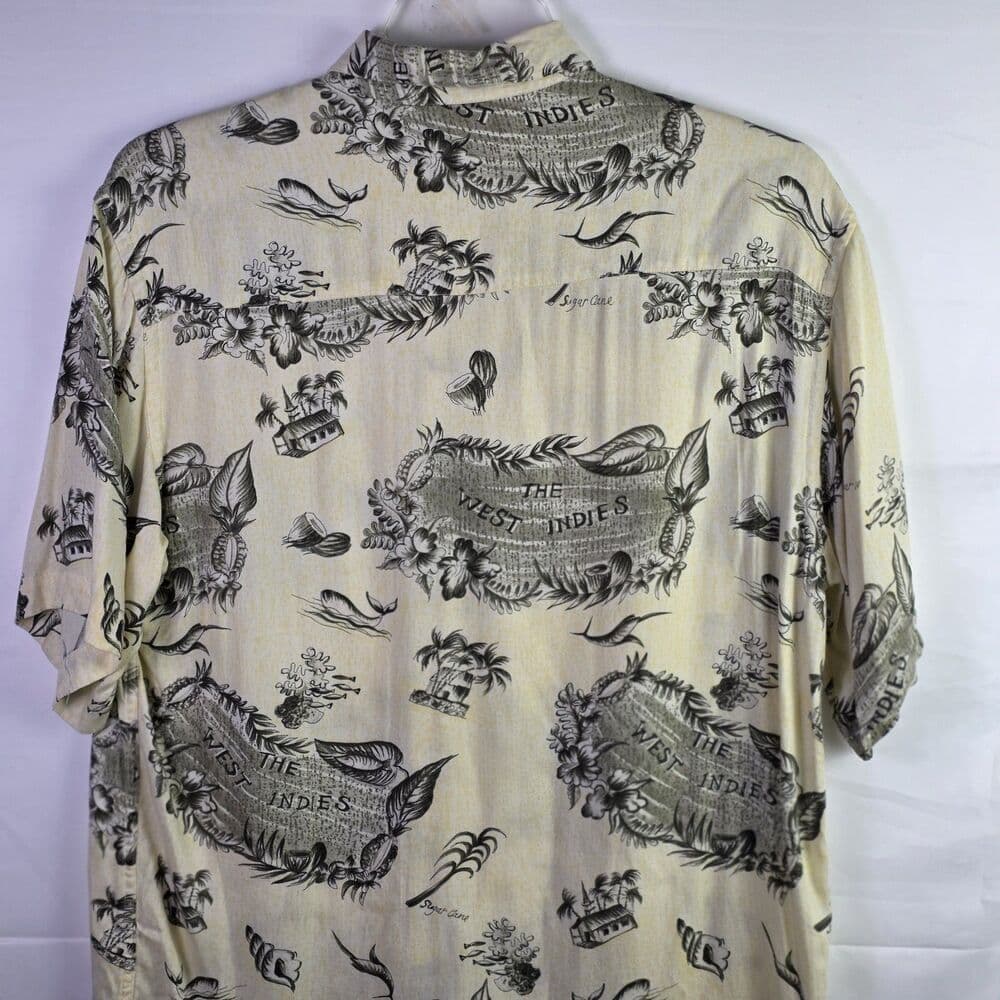Caribbean Shirt Mens Medium Short Sleeve Casual Hawaiian Tropical Linen - Thumbnail 8