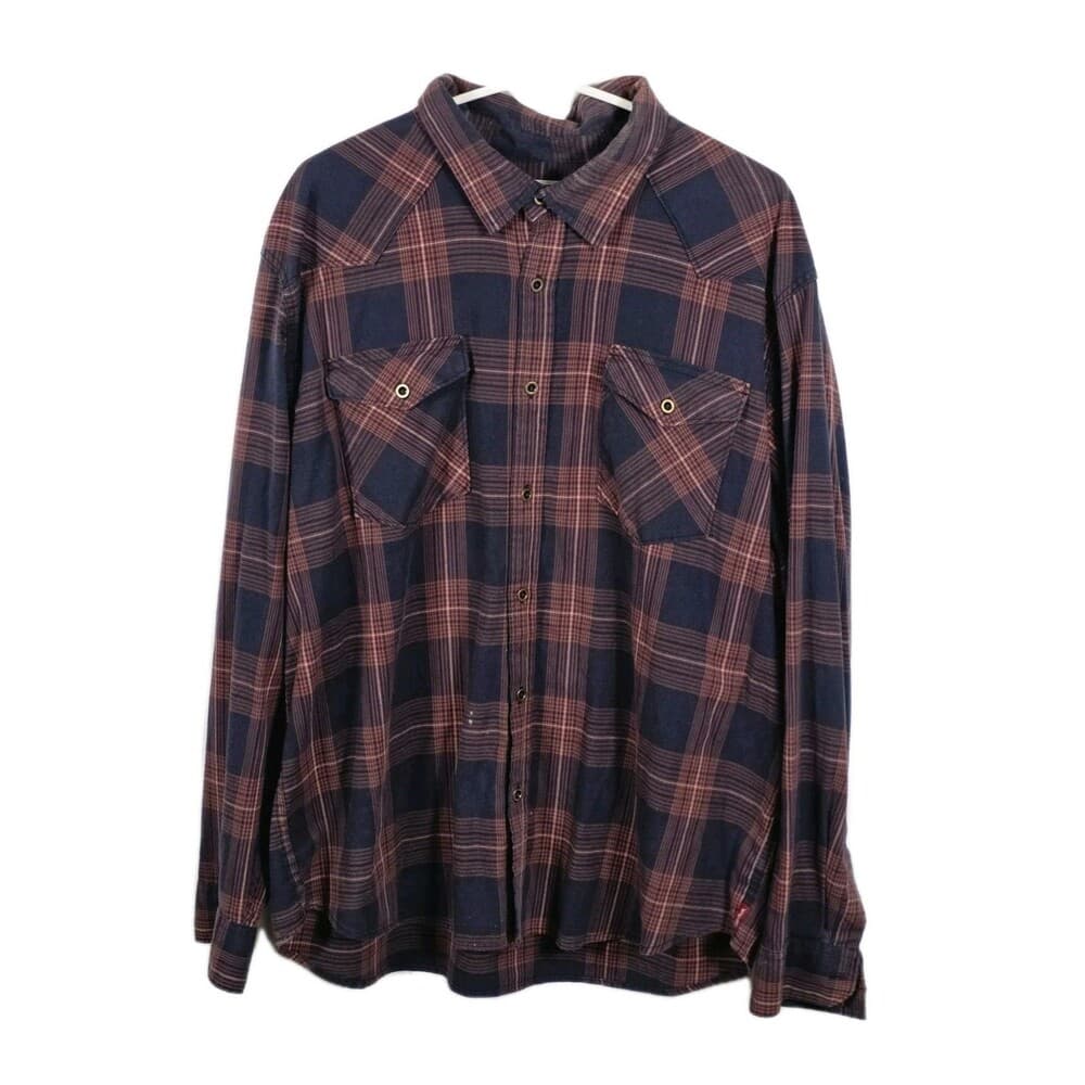 Wrangler‎ Men's XXL Plaid Long Sleeve Button Up Shirt * Flawed* - Thumbnail 10
