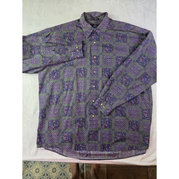 Van Heusen 417 Men's Large Multicolored Pattern Long Sleeve‎ Button Up Shirt - Thumbnail 8