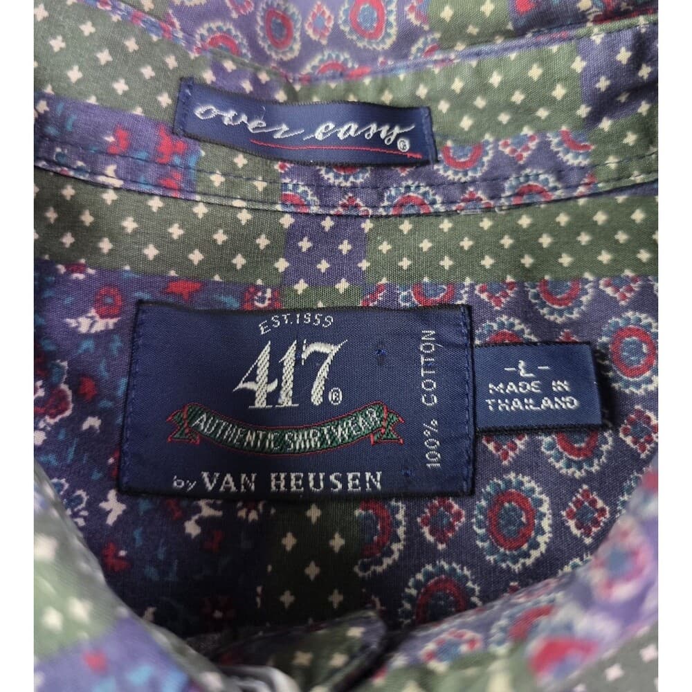 Van Heusen 417 Men's Large Multicolored Pattern Long Sleeve‎ Button Up Shirt - Thumbnail 2
