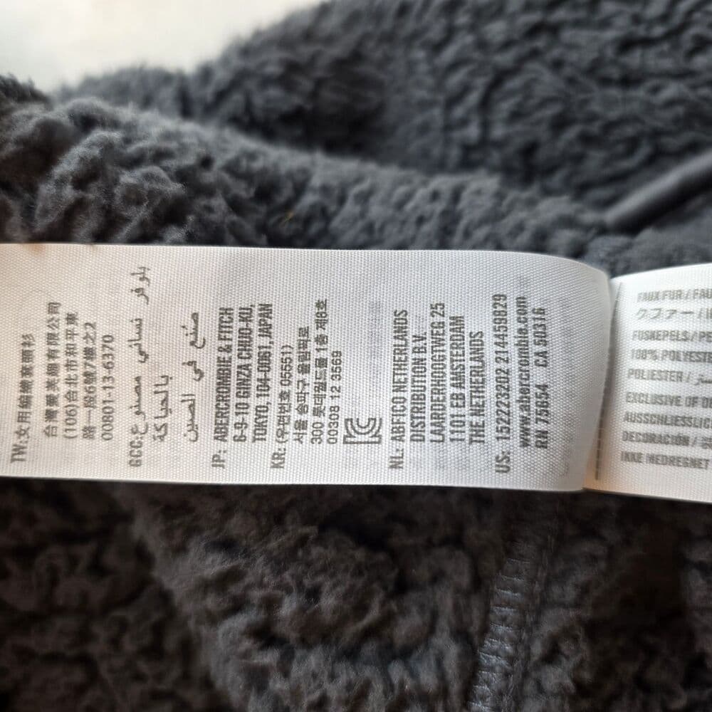 Abercrombie Sherpa Jacket Womens Large Soft Gray Quarter Zip Pullover RN 75654 - Thumbnail 3