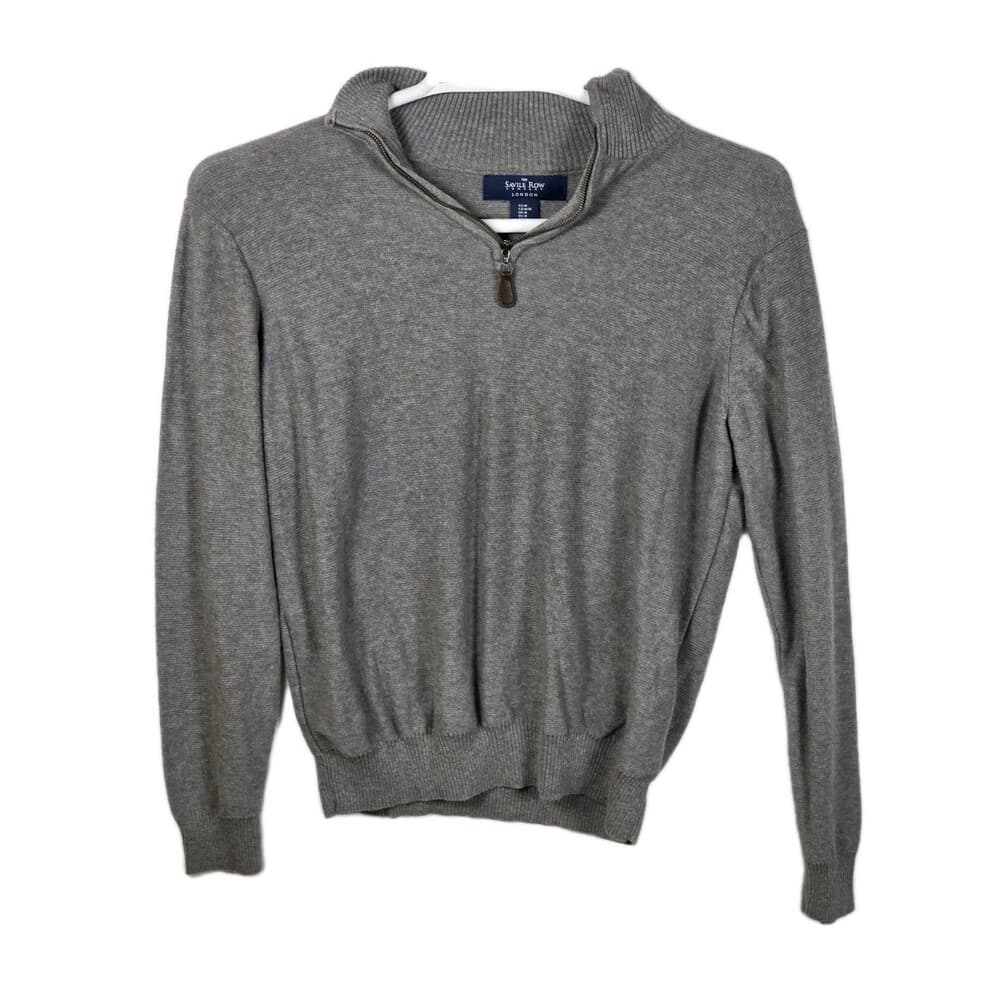 Saville Row London Men's Medium Grey 1/4‎ Zip Pullover - Thumbnail 5
