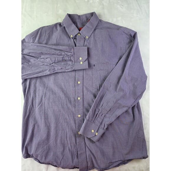 Izod Men's XL Purple White Long Sleeve Button Down Shirt - Thumbnail 7