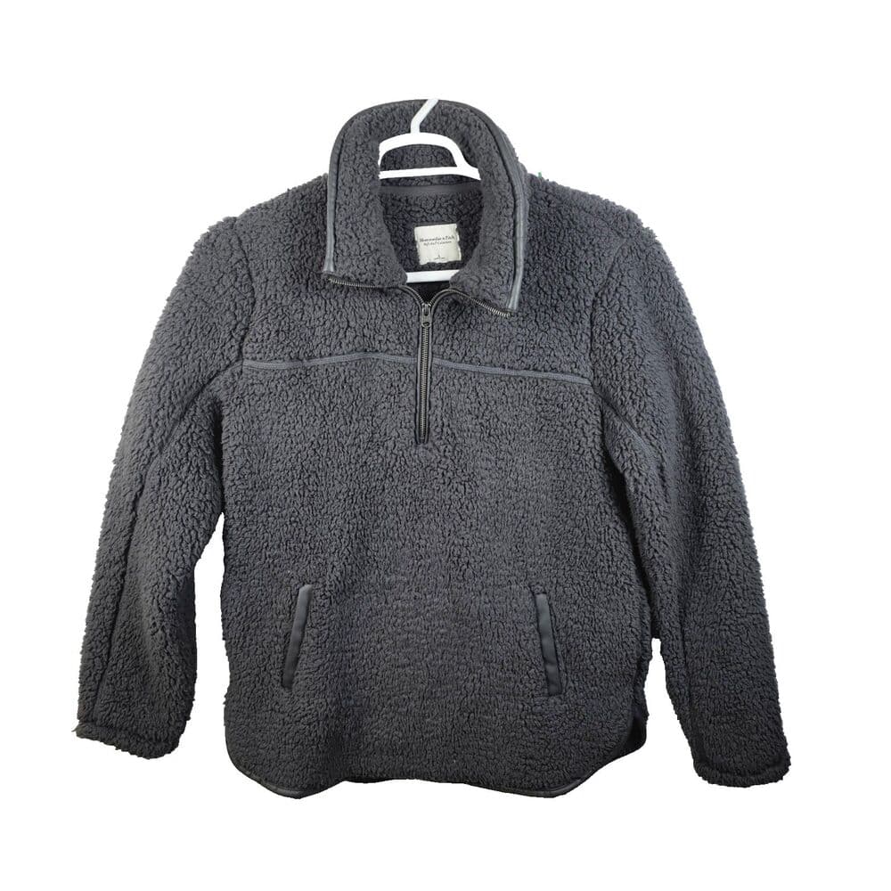 Abercrombie Sherpa Jacket Womens Large Soft Gray Quarter Zip Pullover RN 75654 - Thumbnail 8